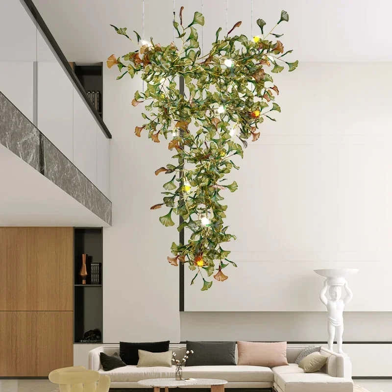 Green/Brown Ginkgo Leaf Restaurant chandelier