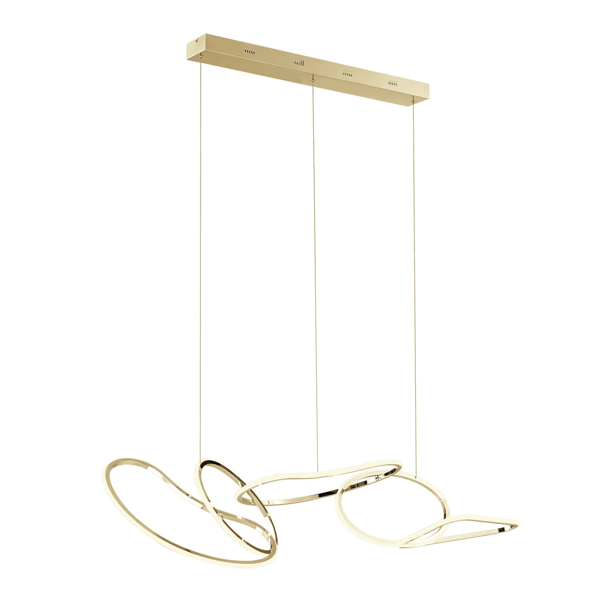 Seoul LED Hoops Rectangular Chandelier // Gold