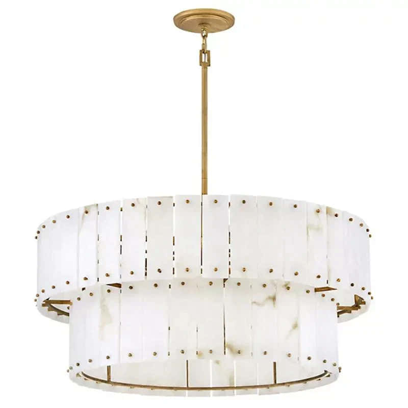 Simona Alabaster Drum 2-Tier Chandelier