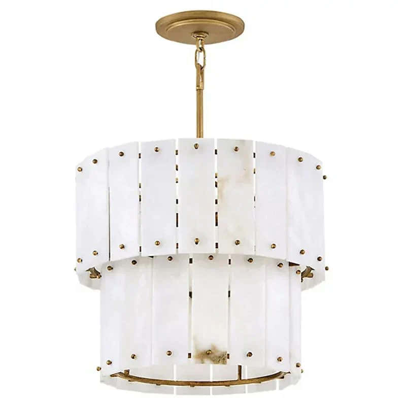 Simona Alabaster Round 2-Tier Chandelier 17.5"D 24"D