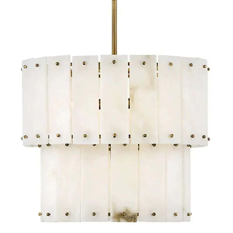 Simona Alabaster Round 2-Tier Chandelier 17.5"D 24"D