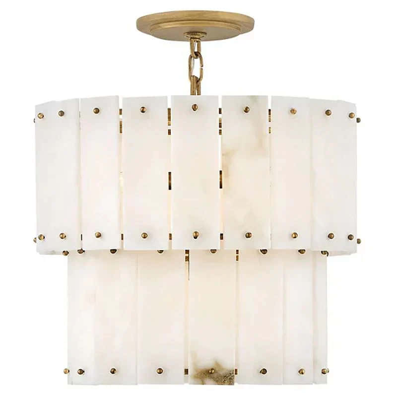 Simona Alabaster Round 2-Tier Chandelier 17.5"D 24"D