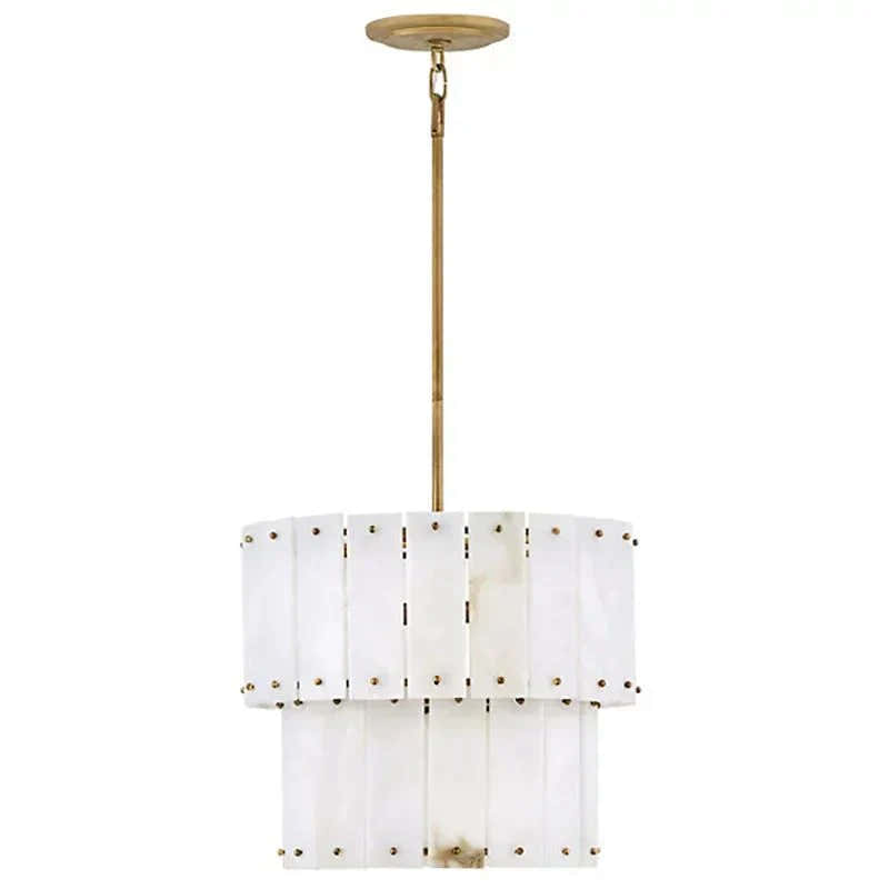 Simona Alabaster Round 2-Tier Chandelier 17.5"D 24"D