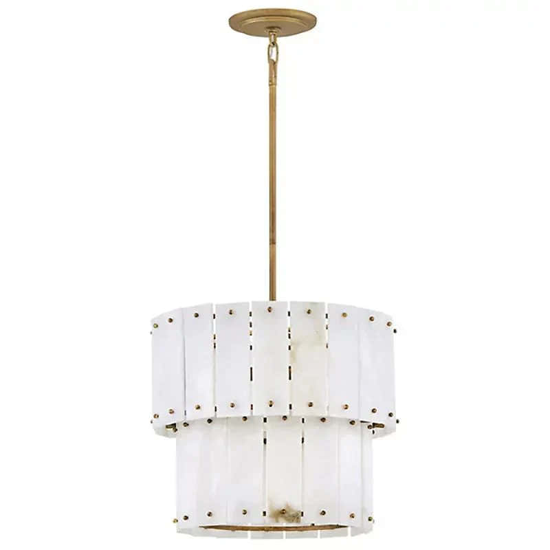 Simona Alabaster Round 2-Tier Chandelier 17.5"D 24"D
