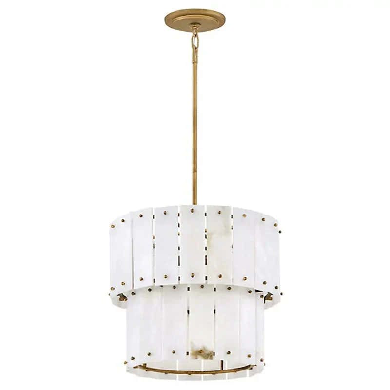 Simona Alabaster Round 2-Tier Chandelier 17.5"D 24"D