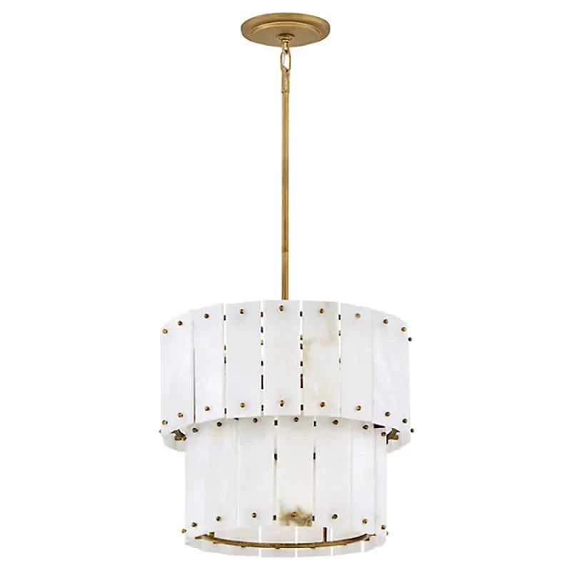 Simona Alabaster Round 2-Tier Chandelier 17.5"D 24"D