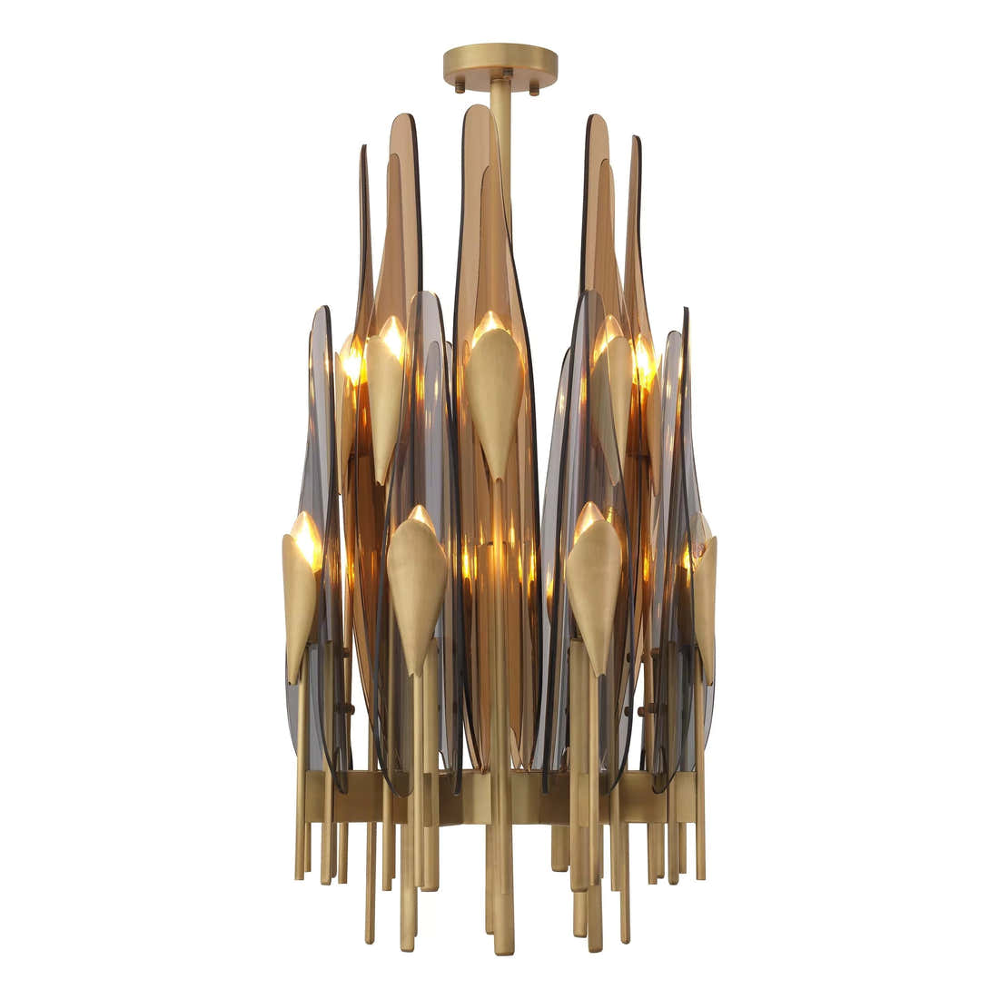 Sky Vertical Modern Brass Chandelier [Antique Brass/Bronze Highlight Finish)