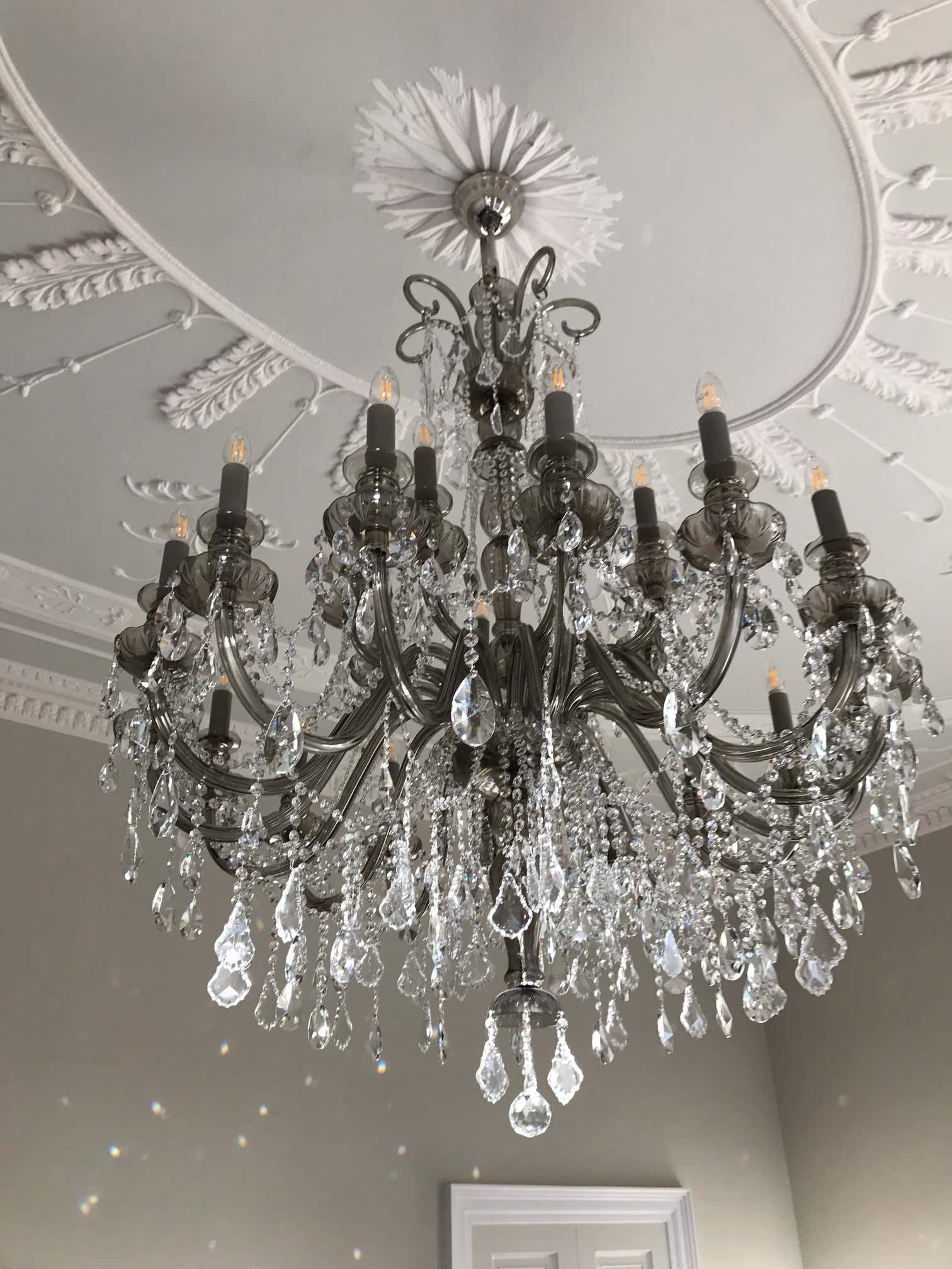 Smoke Grey 24-Light Crystal Chandelier - Glass LPS