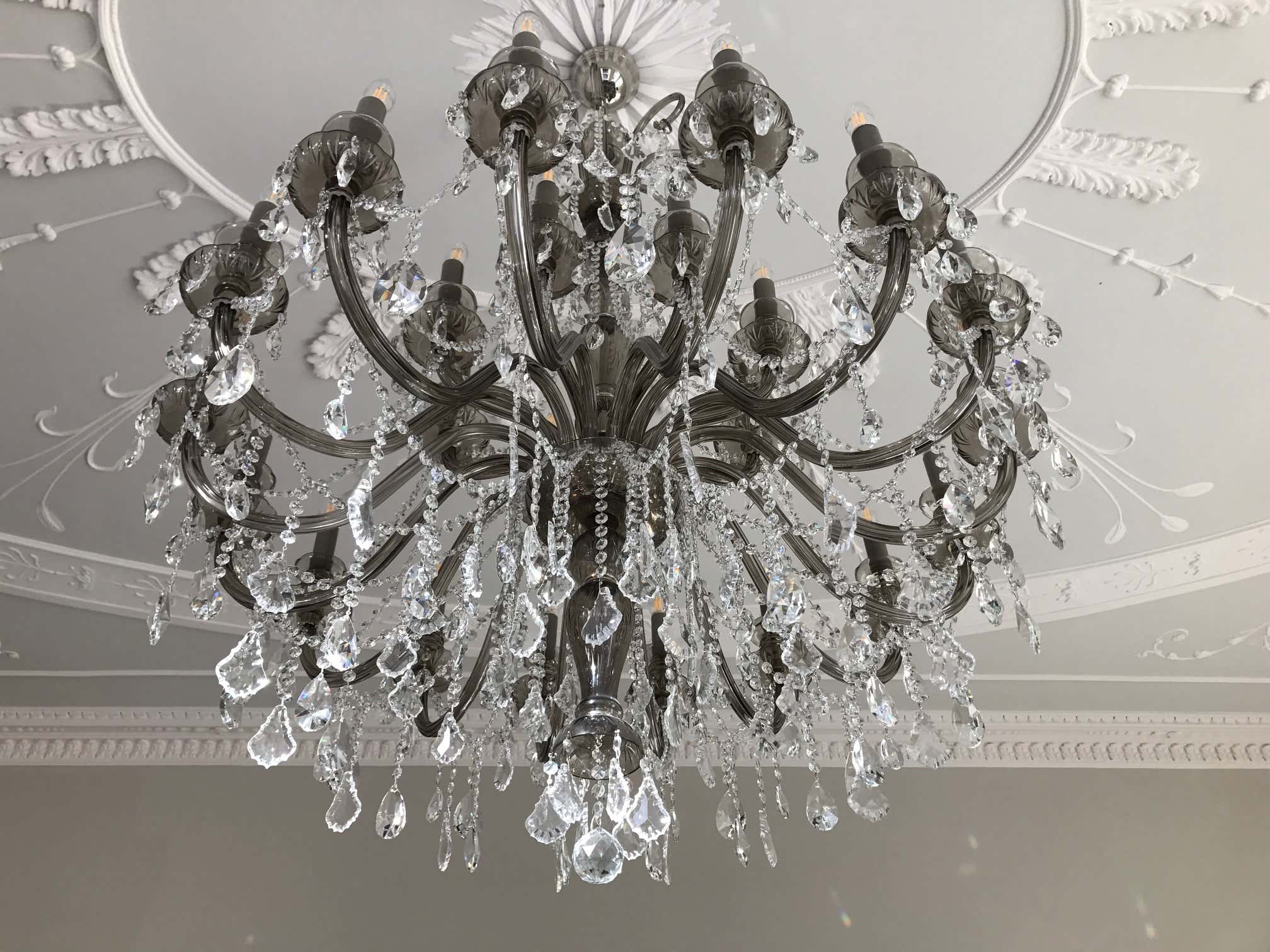 Smoke Grey 24-Light Crystal Chandelier - Glass LPS