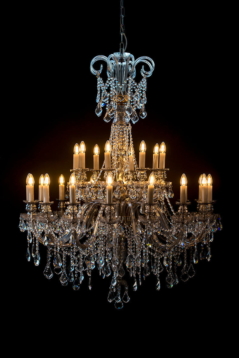 Smoke Grey 24-Light Crystal Chandelier - Glass LPS