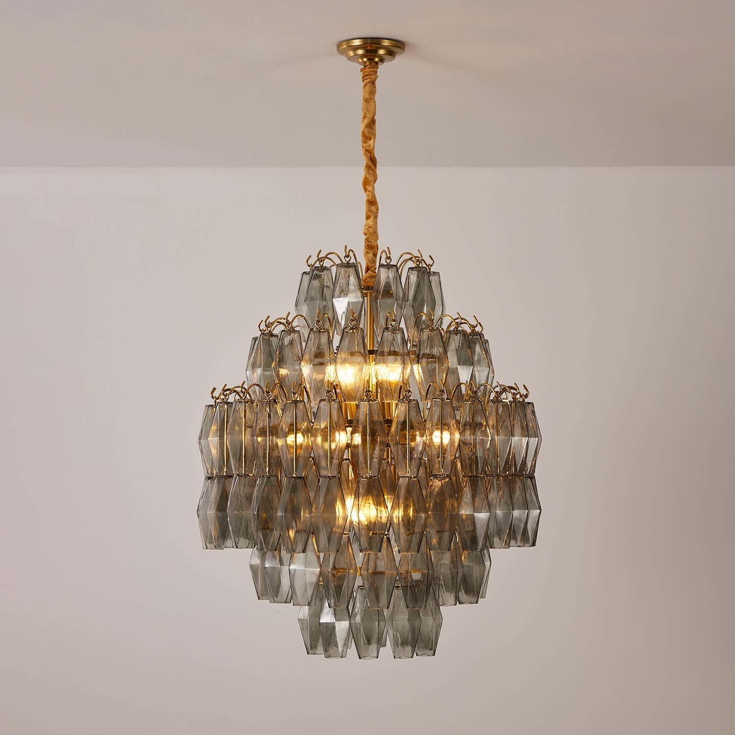 Smoke Gray Prism Round Chandelier
