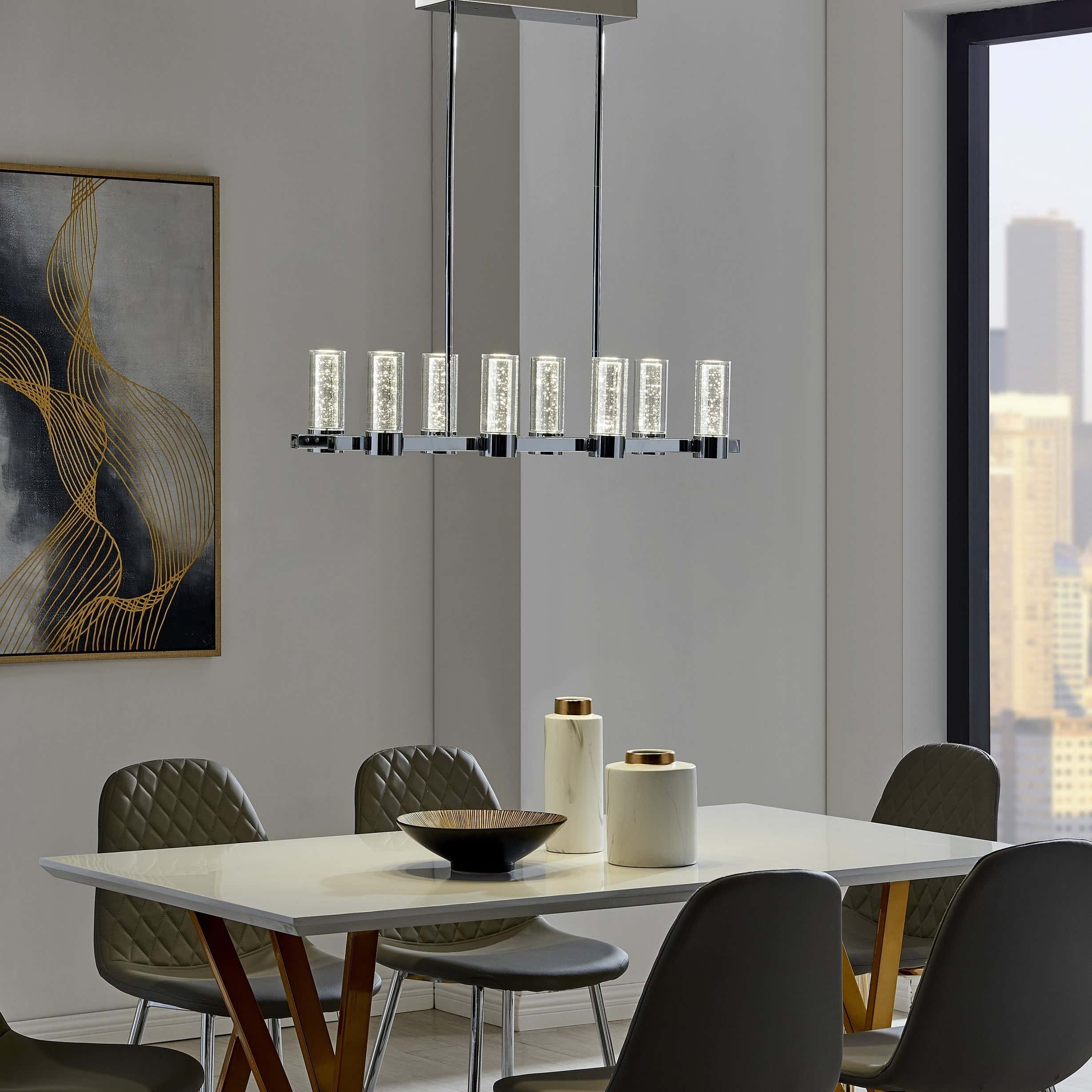 Sparkling Night LED Rectangular Chandelier//  8 Lights
