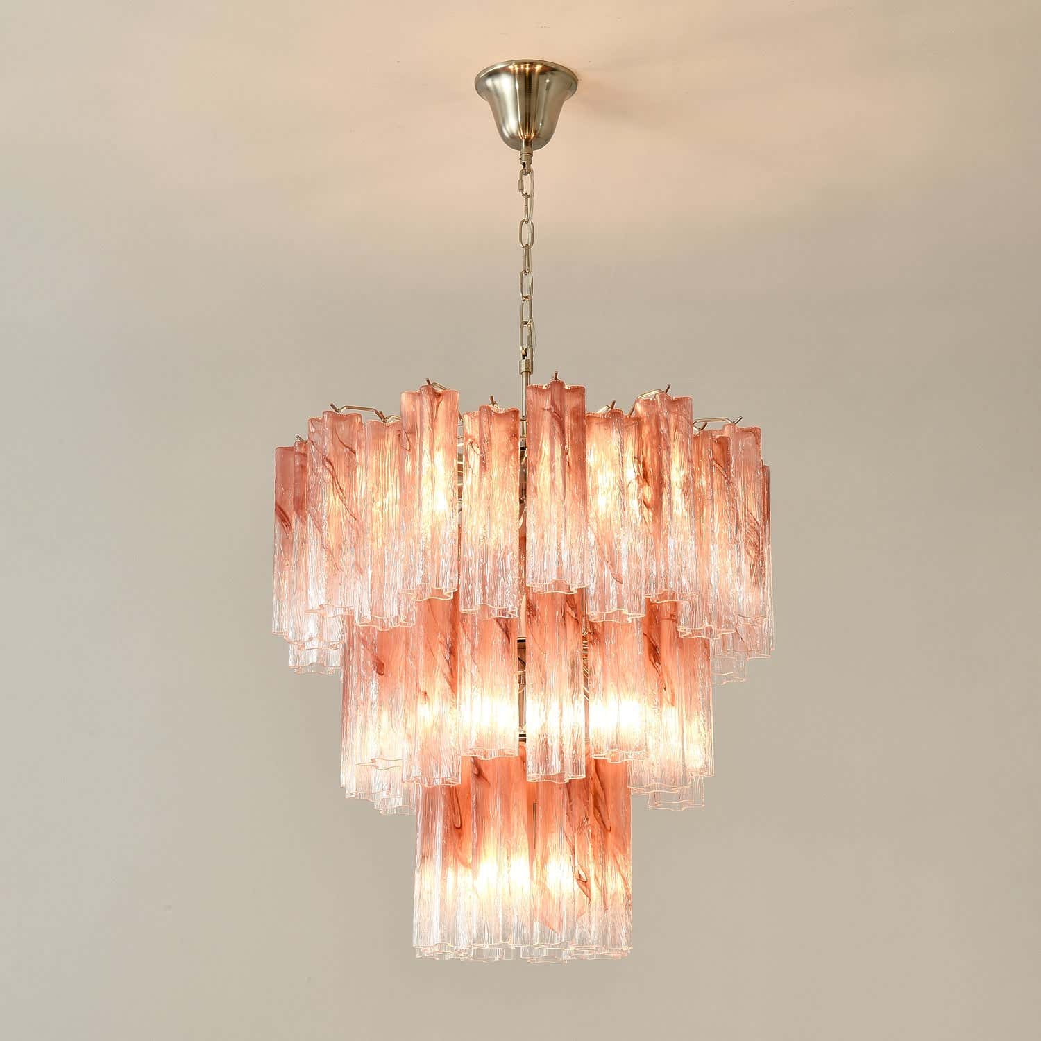 Pink Glass Tubes Chandelier