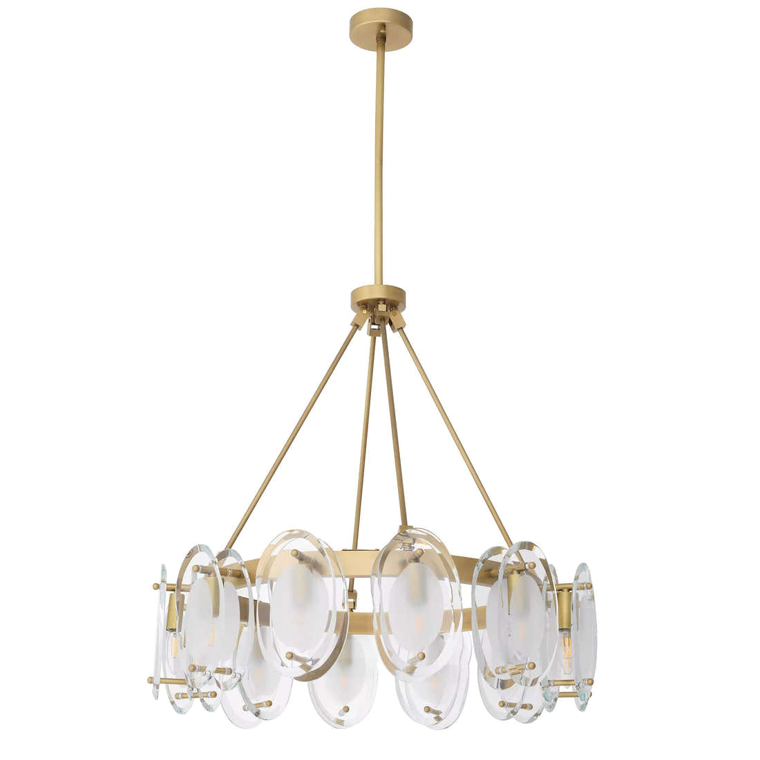 Sublime Modern Brass Chandelier [Antique Brass Finish/Bevelled Glass]