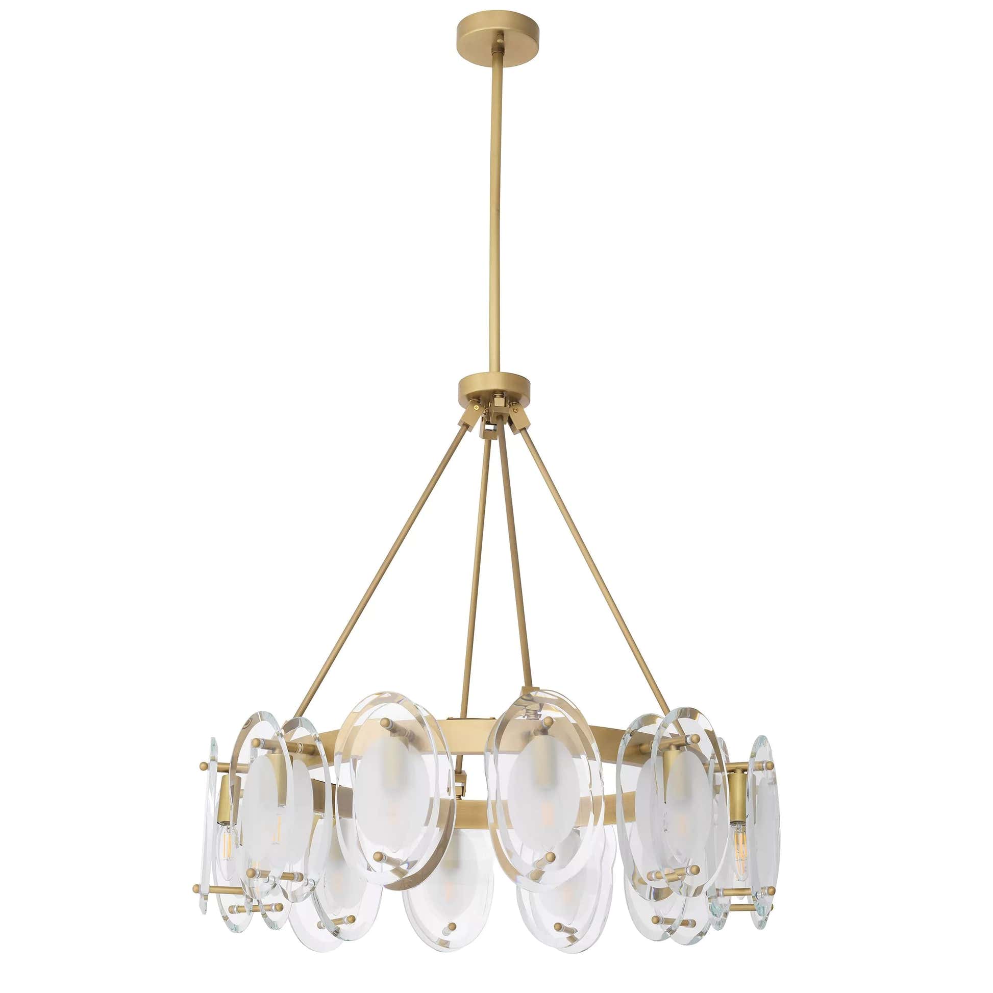 Sublime Modern Brass Chandelier [Antique Brass Finish/Bevelled Glass]