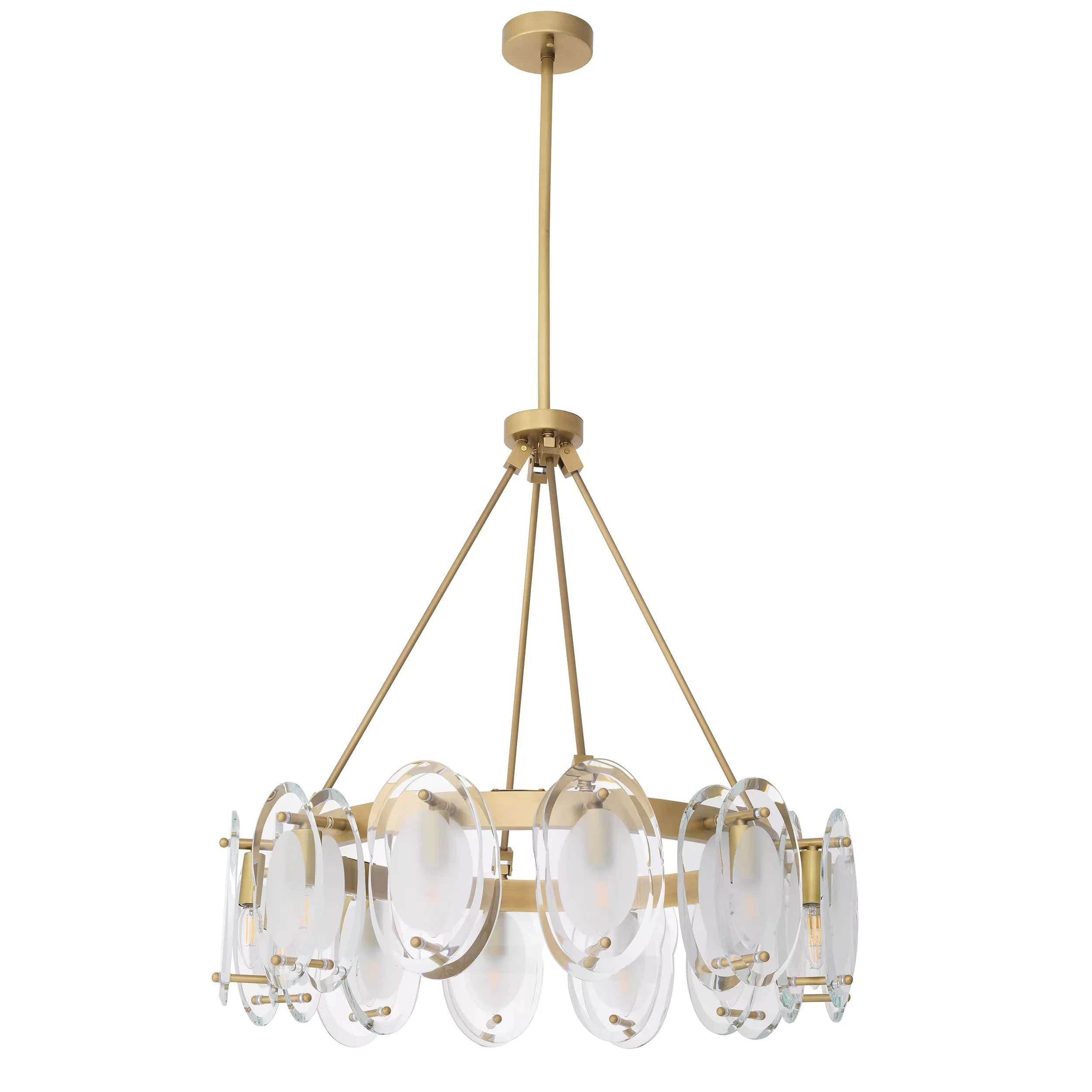 Sublime Modern Brass Chandelier [Antique Brass Finish/Bevelled Glass]