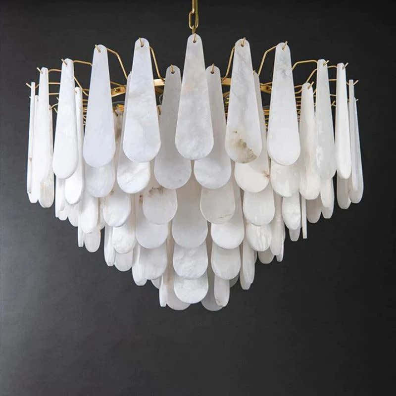 Alabaster Feathery Chandelier 21.7"D 31.5"D