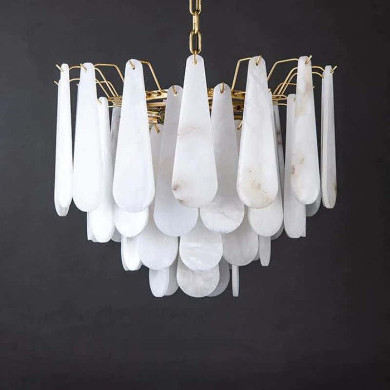 Alabaster Feathery Chandelier 21.7"D 31.5"D