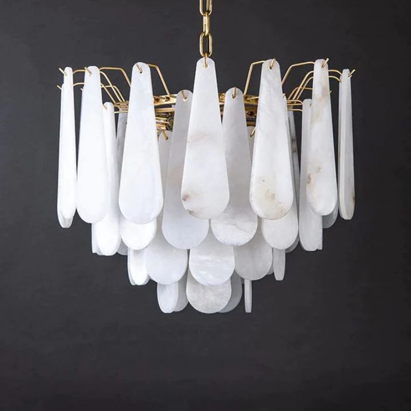 Alabaster Feathery Chandelier 21.7" D 31.5" D