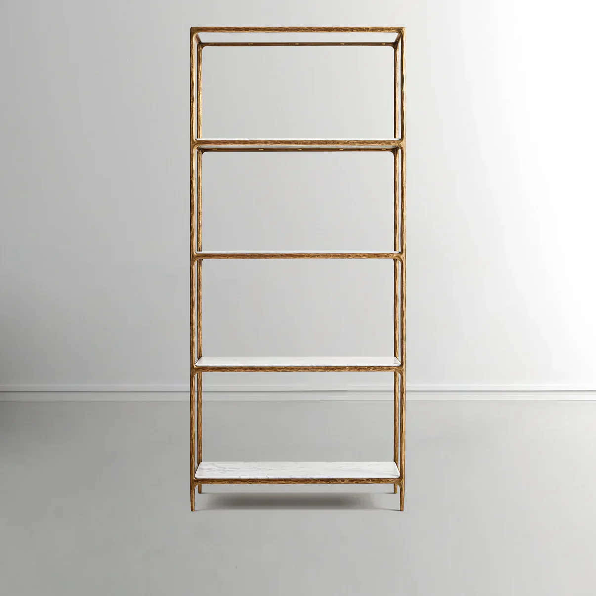 Hand-Forged Metal White Marble Shelving