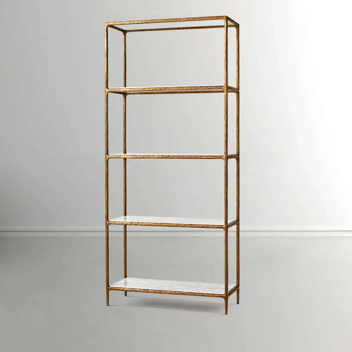 Hand-Forged Metal White Marble Shelving