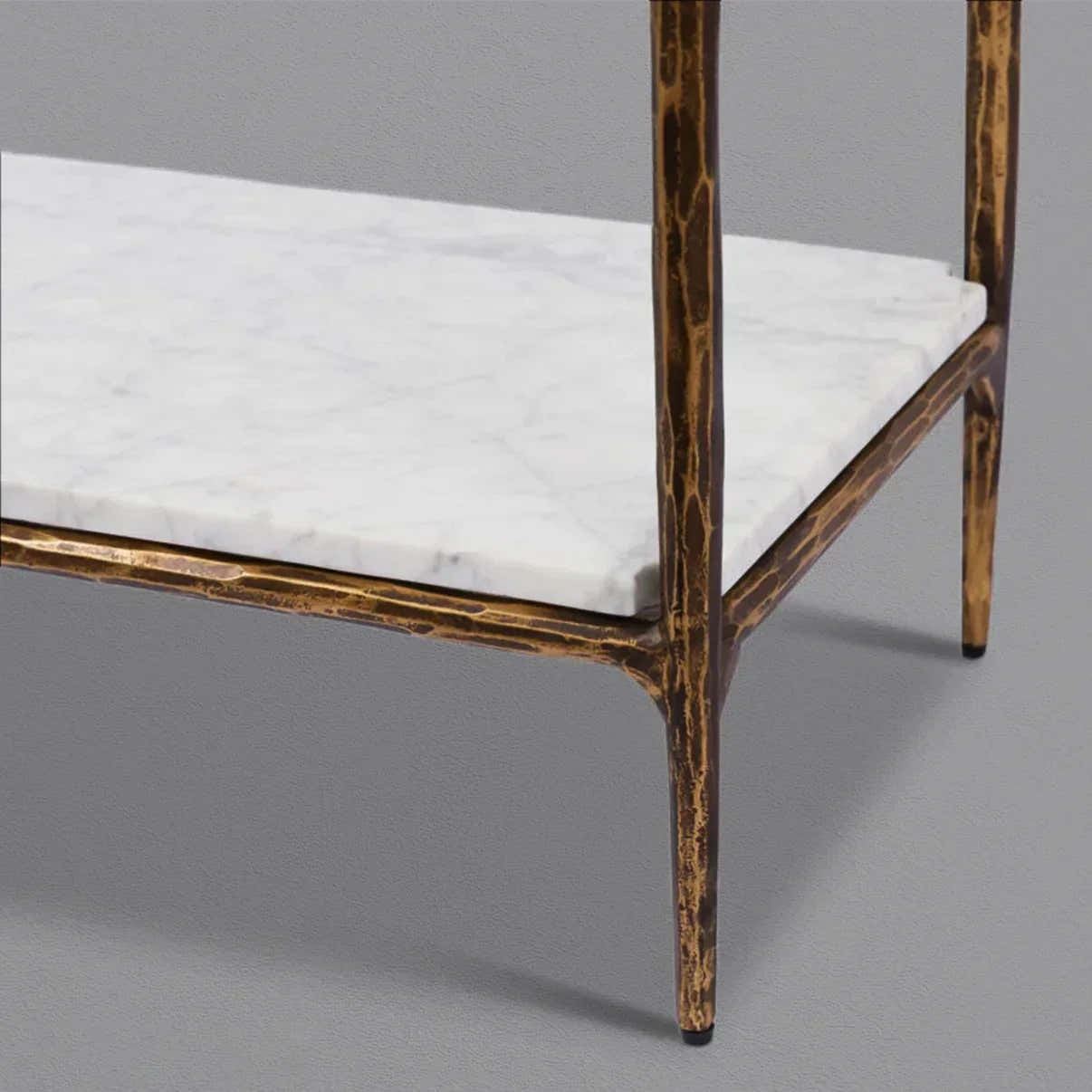 Hand-Forged Metal White Marble Shelving