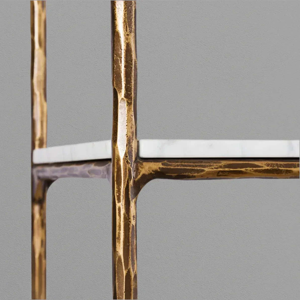 Hand-Forged Metal White Marble Shelving