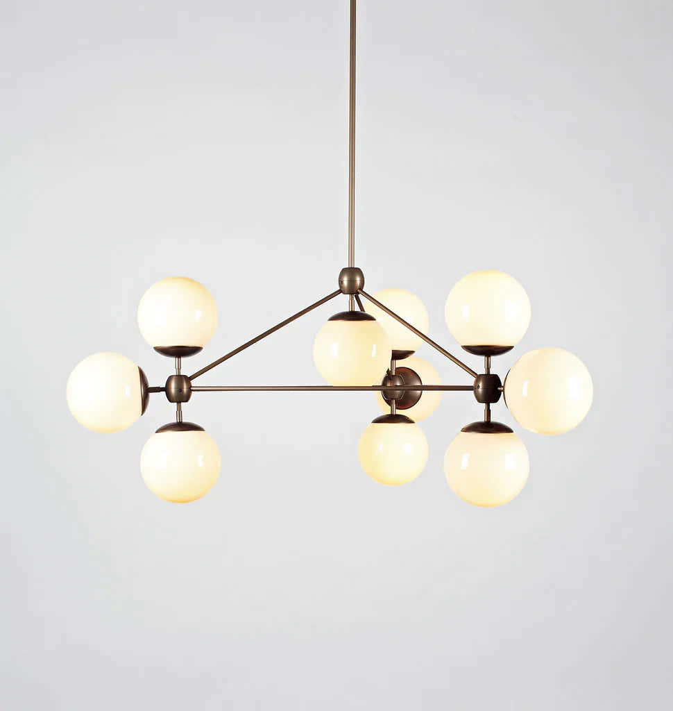 Modo Chandelier 37" - 3 Sided, 10 Globes