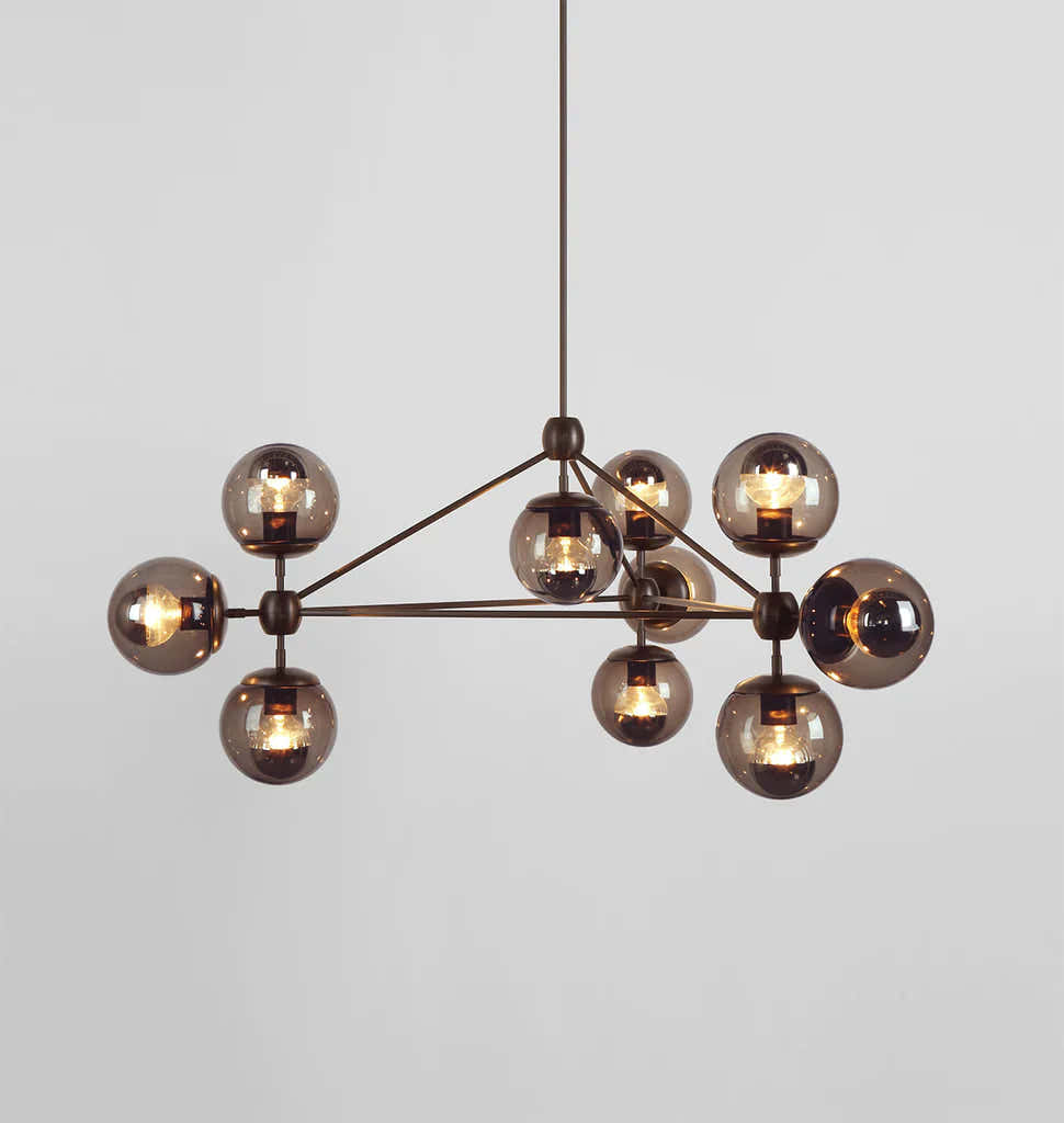 Modo Chandelier 37" - 3 Sided, 10 Globes