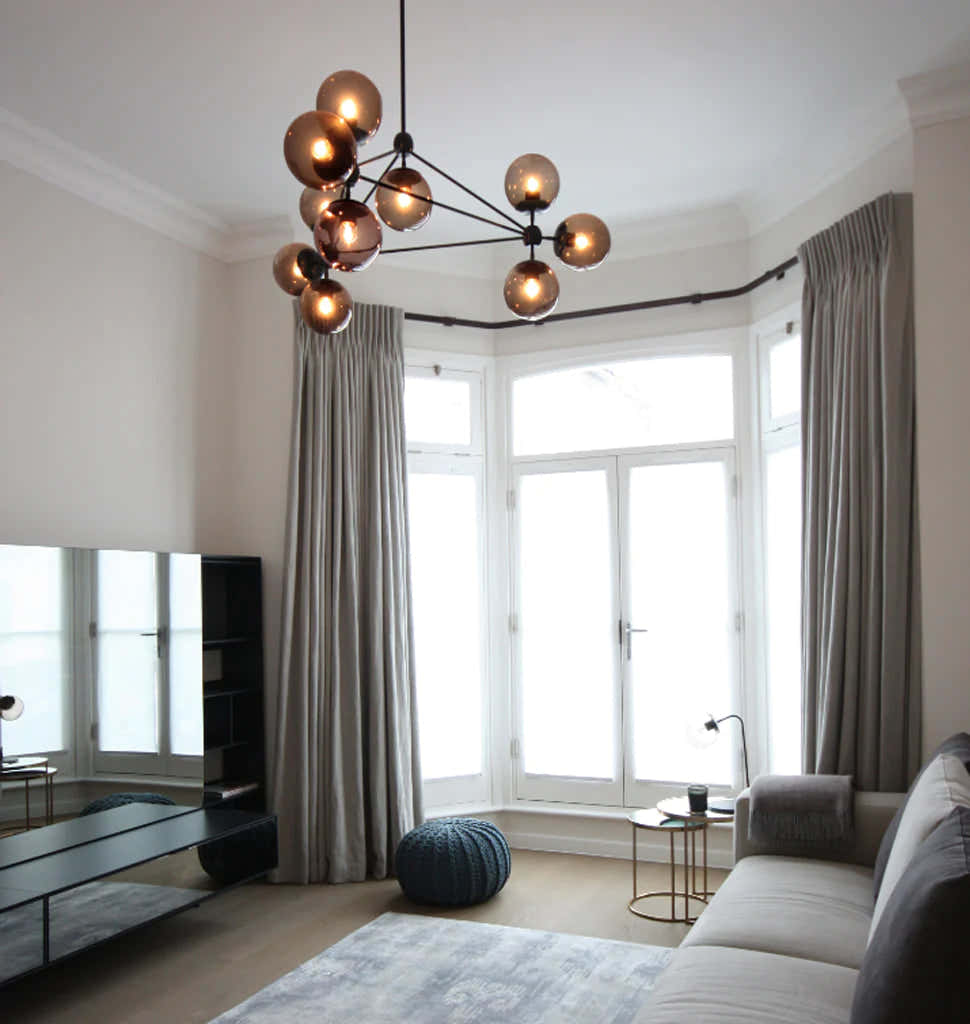 Modo Chandelier 37" - 3 Sided, 10 Globes