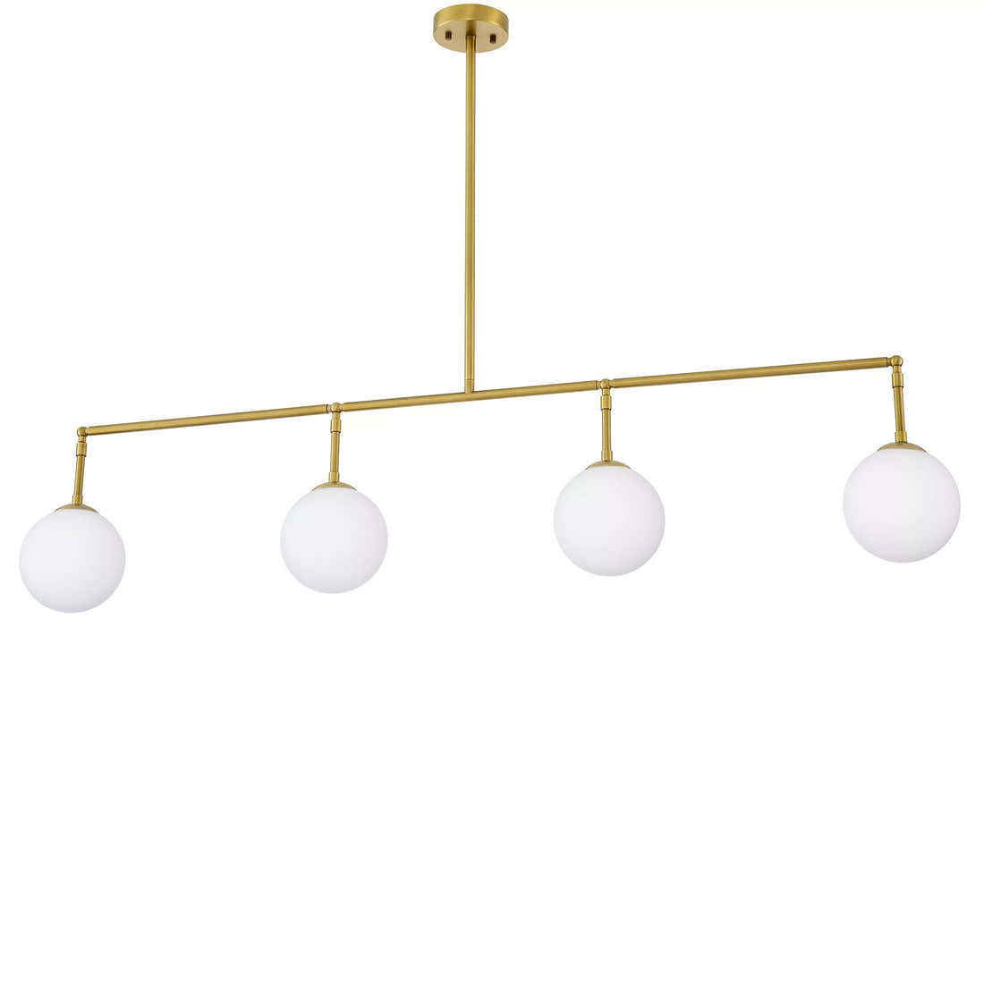 Tara Modern Brass Chandelier - (Antique Brass Finish | White Glass)