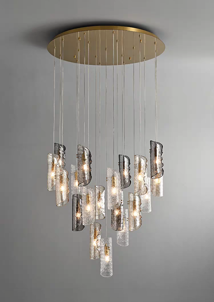 Artisan Textured Glass Shades Multi Light Chandelier