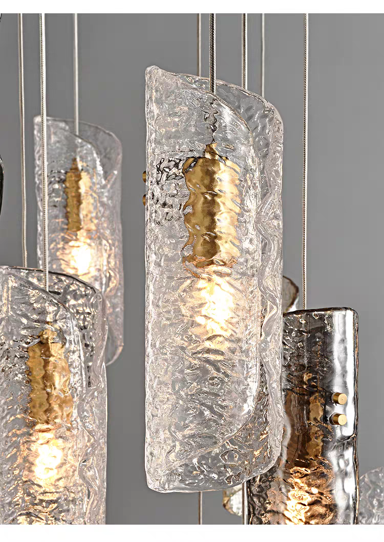 Artisan Textured Glass Shades Multi Light Chandelier