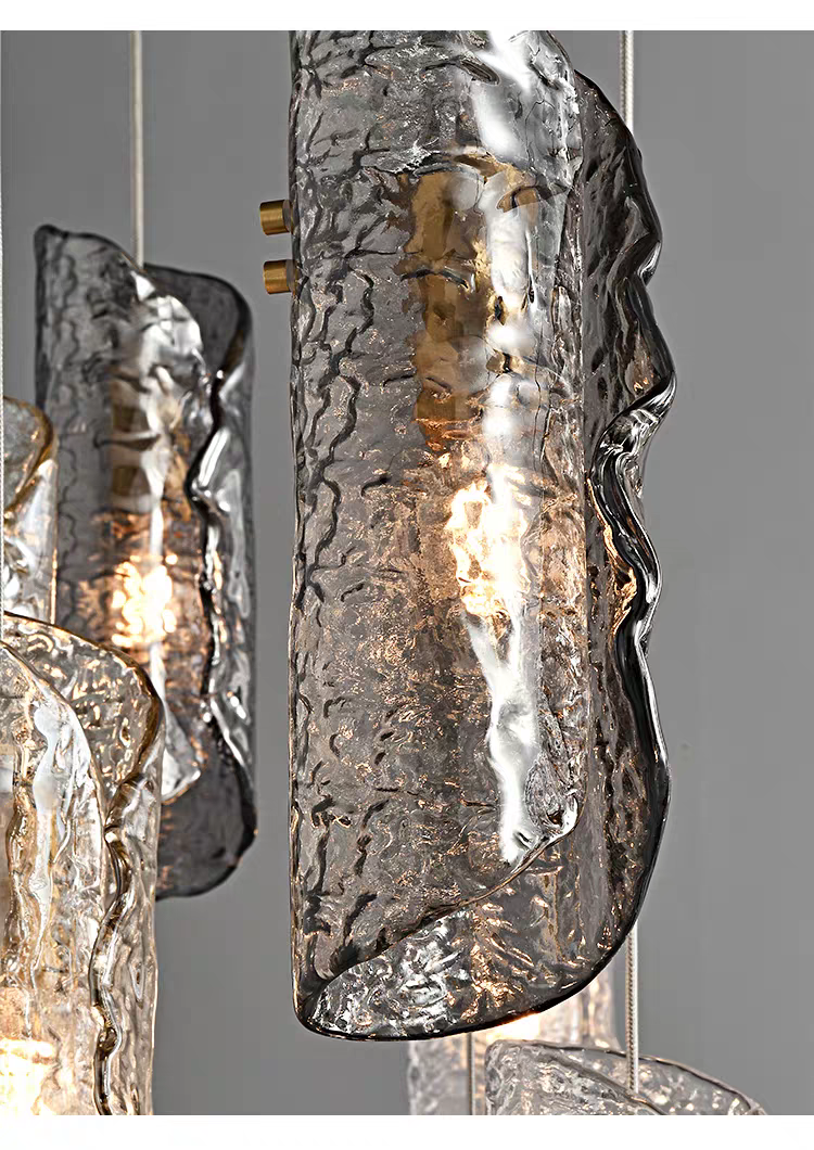 Artisan Textured Glass Shades Multi Light Chandelier