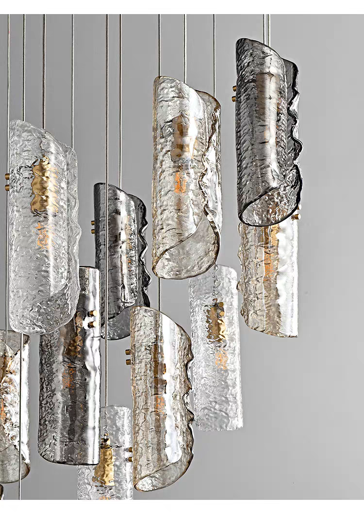 Artisan Textured Glass Shades Multi Light Chandelier