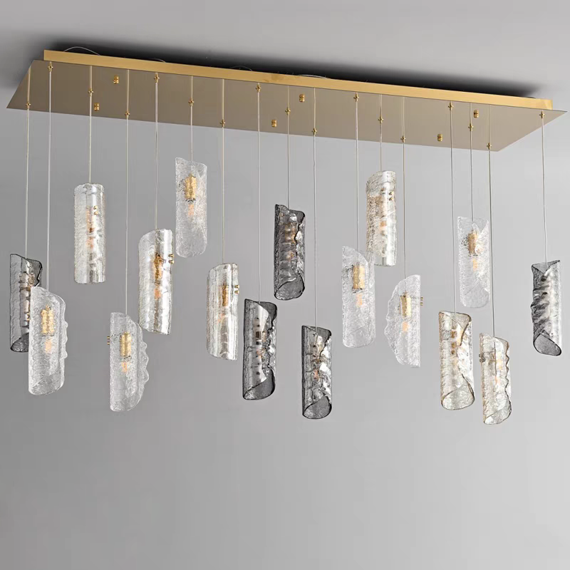 Artisan Textured Glass Shades Multi Light Chandelier