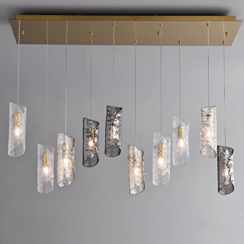 Artisan Textured Glass Shades Multi Light Chandelier