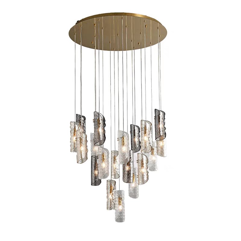 Artisan Textured Glass Shades Multi Light Chandelier