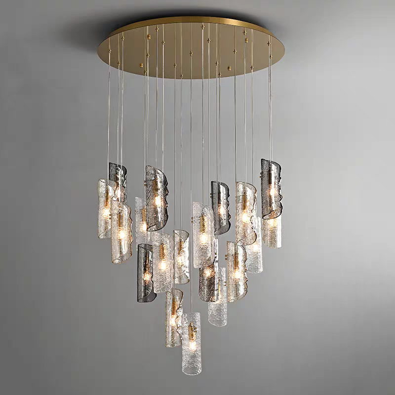 Artisan Textured Glass Shades Multi Light Chandelier