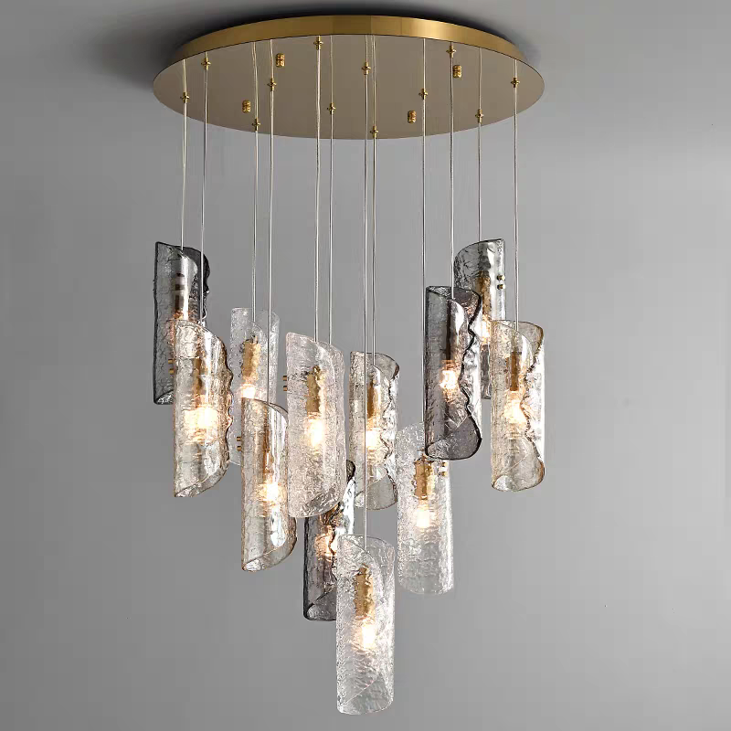 Artisan Textured Glass Shades Multi Light Chandelier