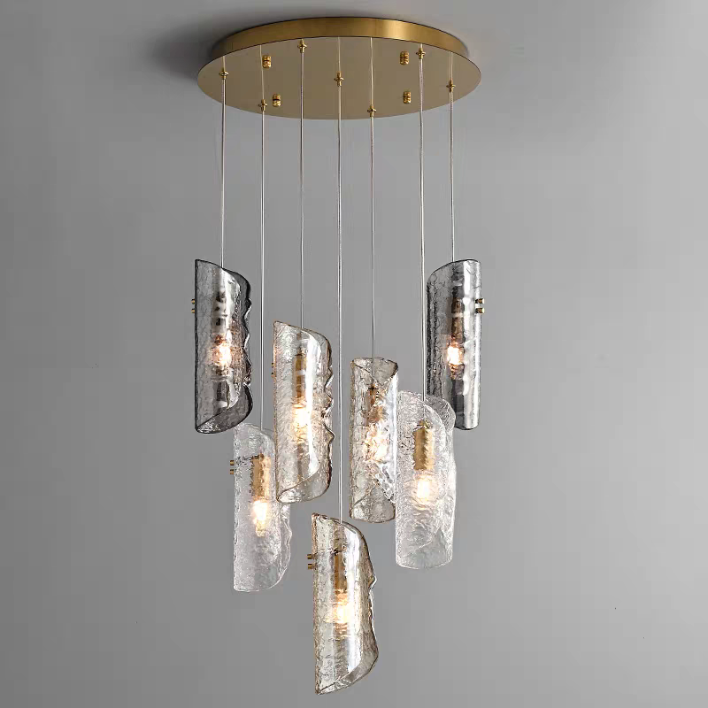 Artisan Textured Glass Shades Multi Light Chandelier