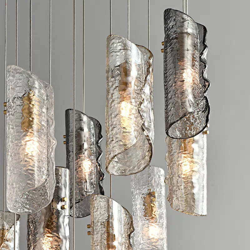 Artisan Textured Glass Shades Multi Light Chandelier