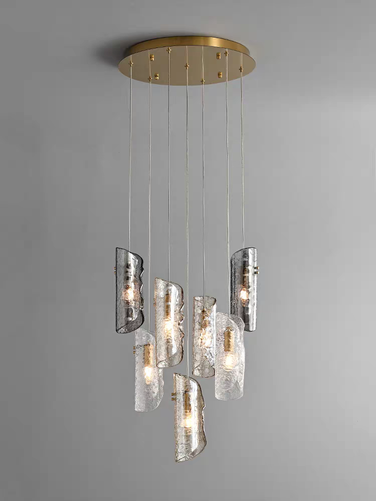 Artisan Textured Glass Shades Multi Light Chandelier