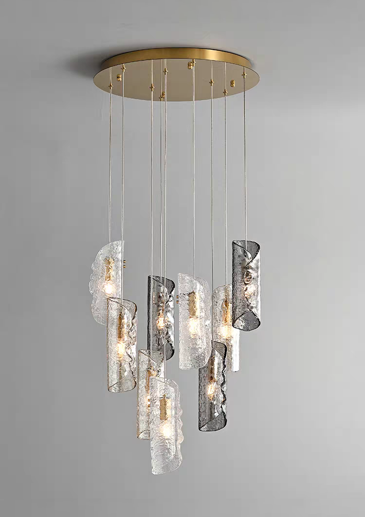 Artisan Textured Glass Shades Multi Light Chandelier