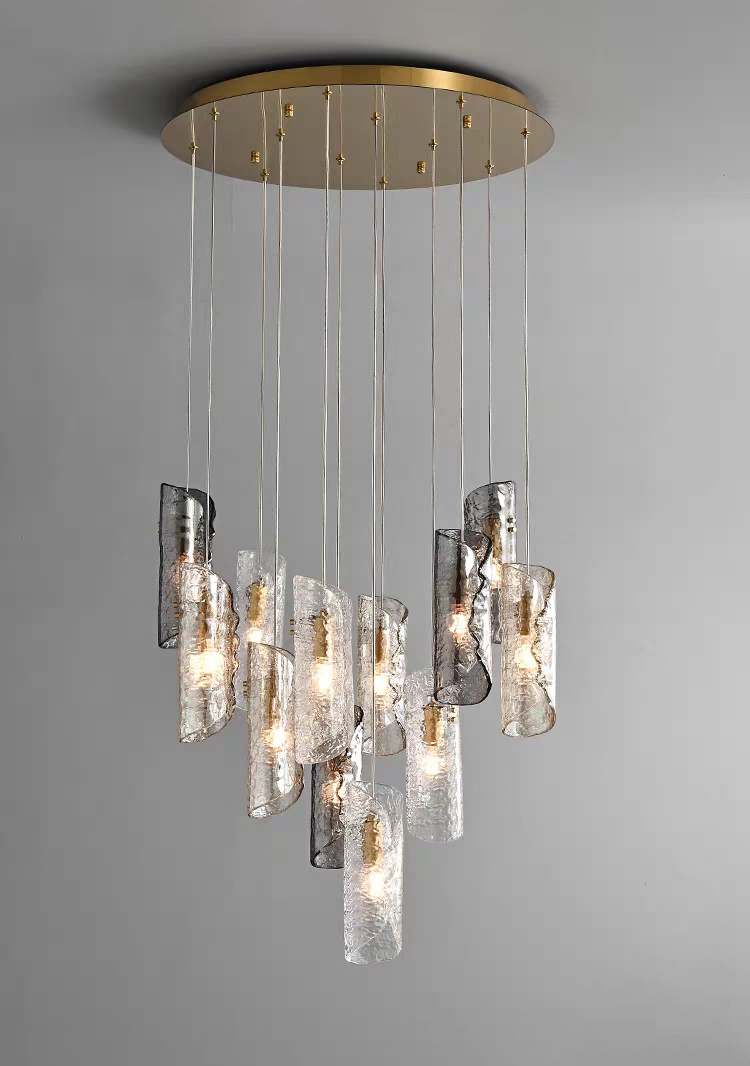 Artisan Textured Glass Shades Multi Light Chandelier