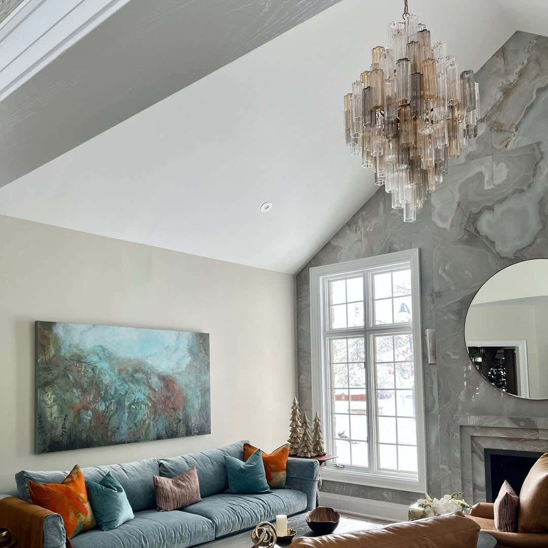 Addis Murano Glass Diamond Chandelier 50"H