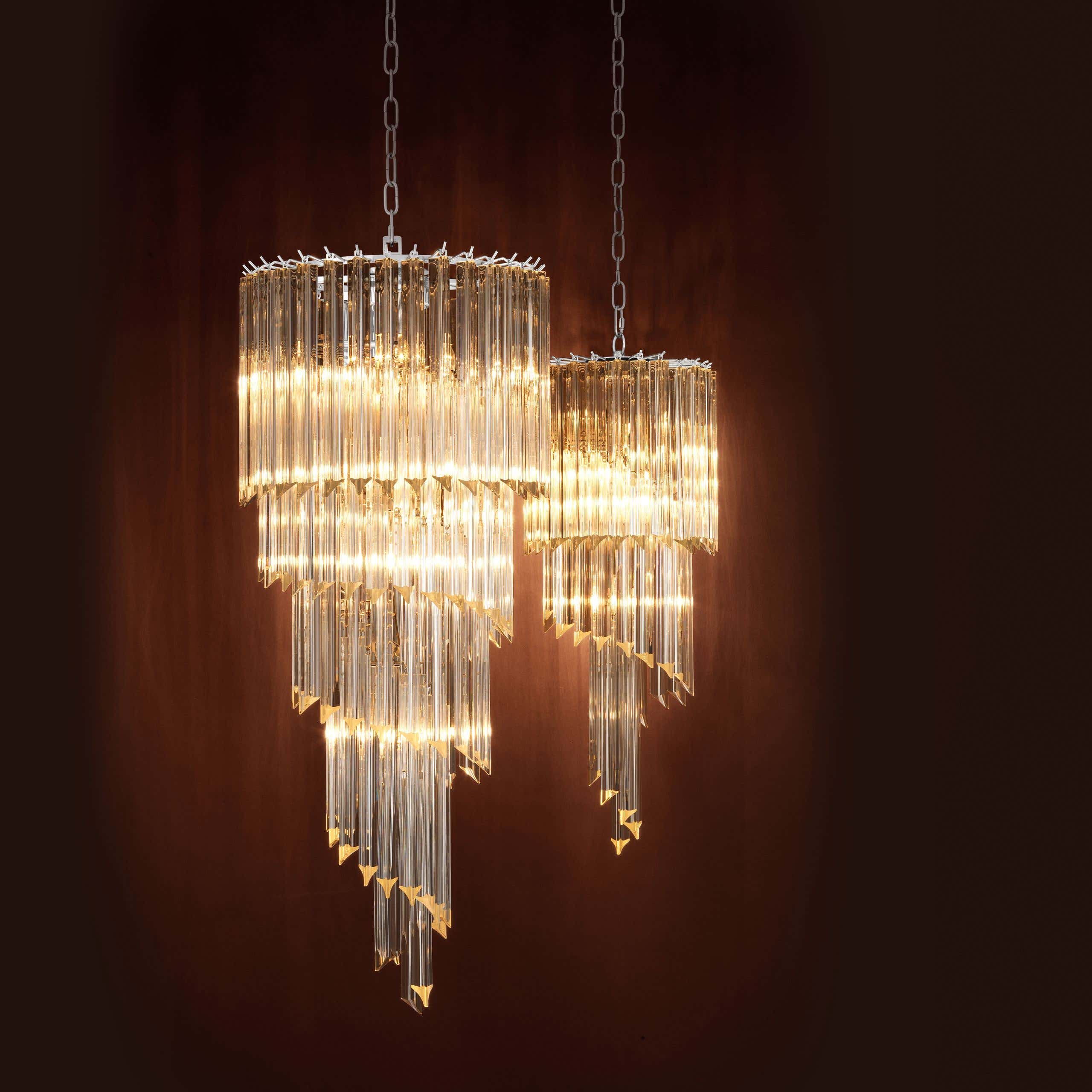 Trapani Modern Glass Chandelier - [Nickel] 