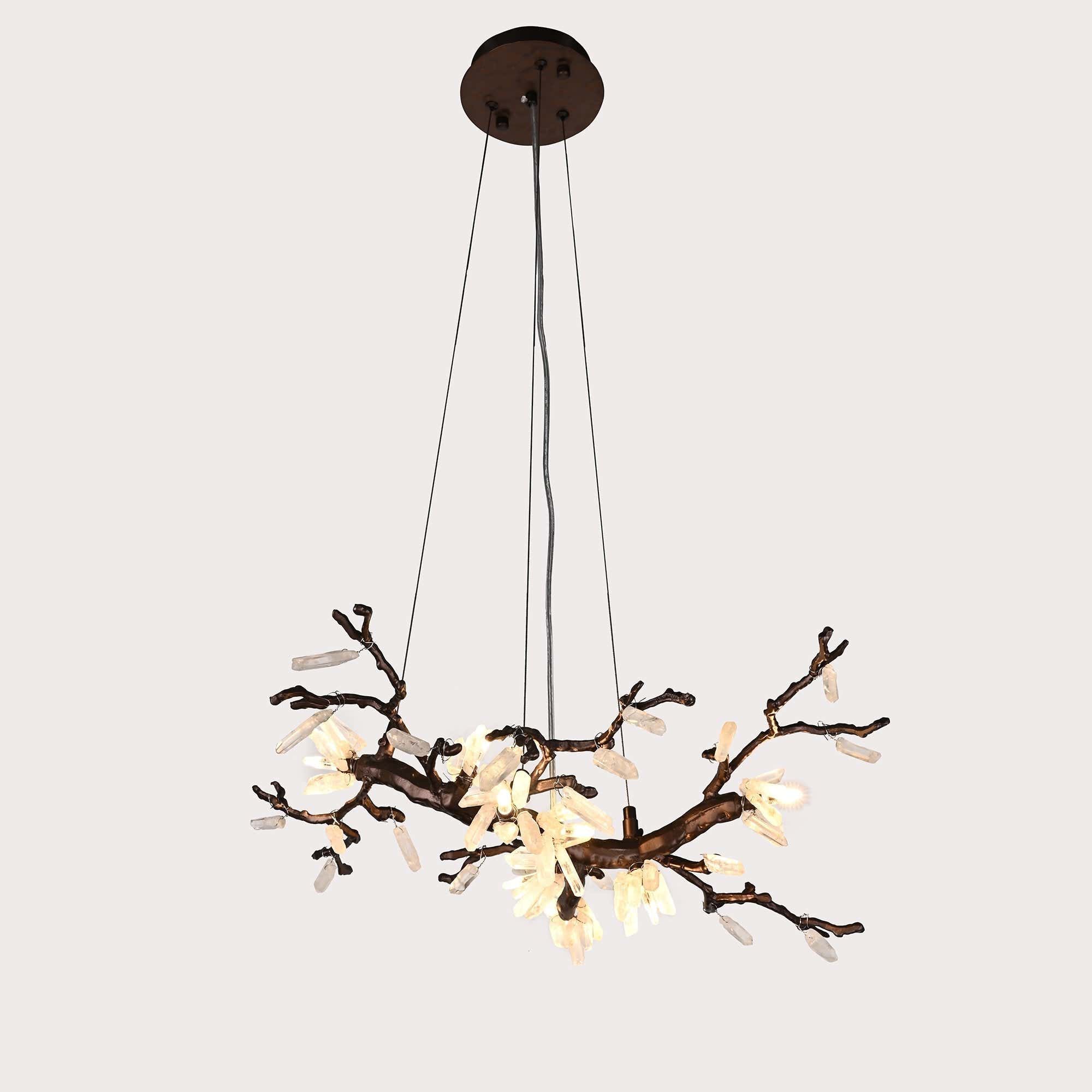 Selenite Crystal Blossom Branching Tree Chandelier
