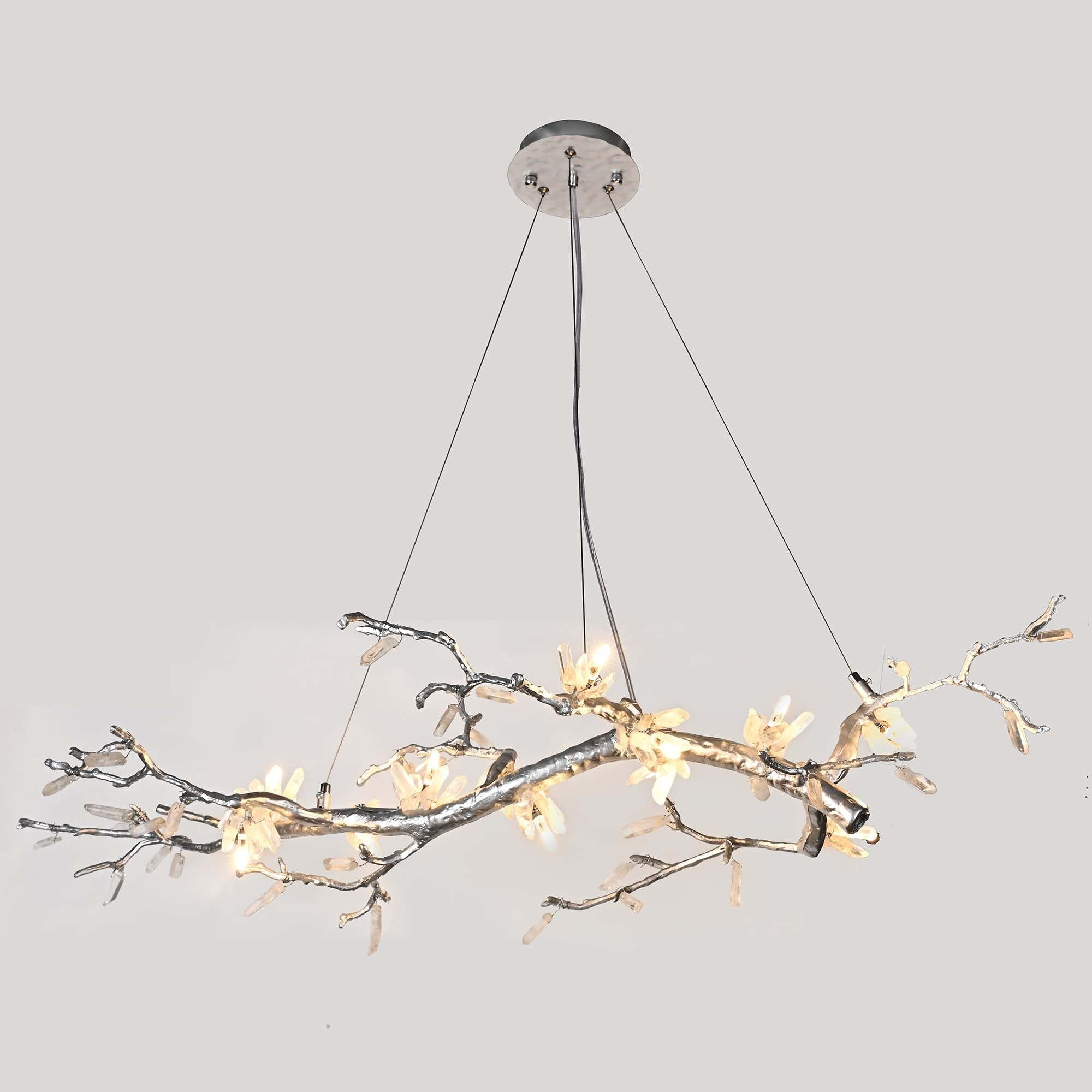Selenite Crystal Blossom Branching Tree Chandelier
