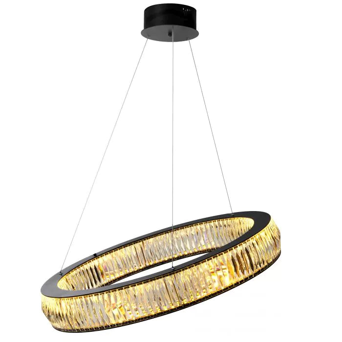 Vancouver L Modern Chandelier (Black Finish & Glass) 